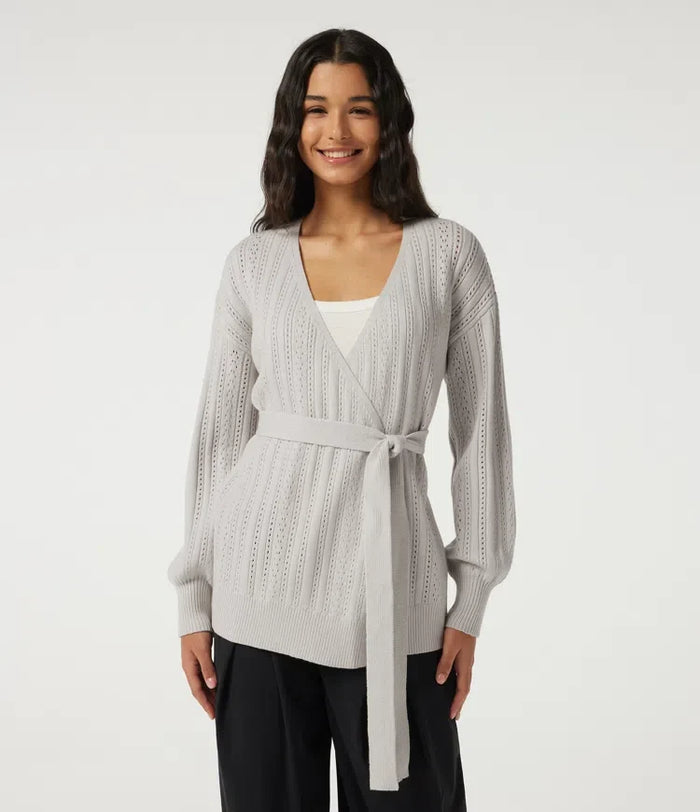 V Neck Long Sleeve Belted Casual Cardigan