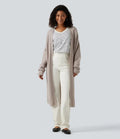 Open Front Dropped Long Sleeve Longline Casual Cardigan
