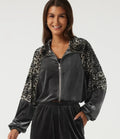 Lapel Raglan Long Sleeve Leopard Print Casual Jacket with Pockets