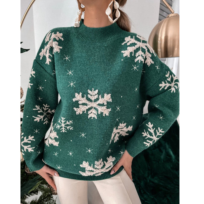 Peyton | Fuzzy Snowflake Knit Christmas Sweater