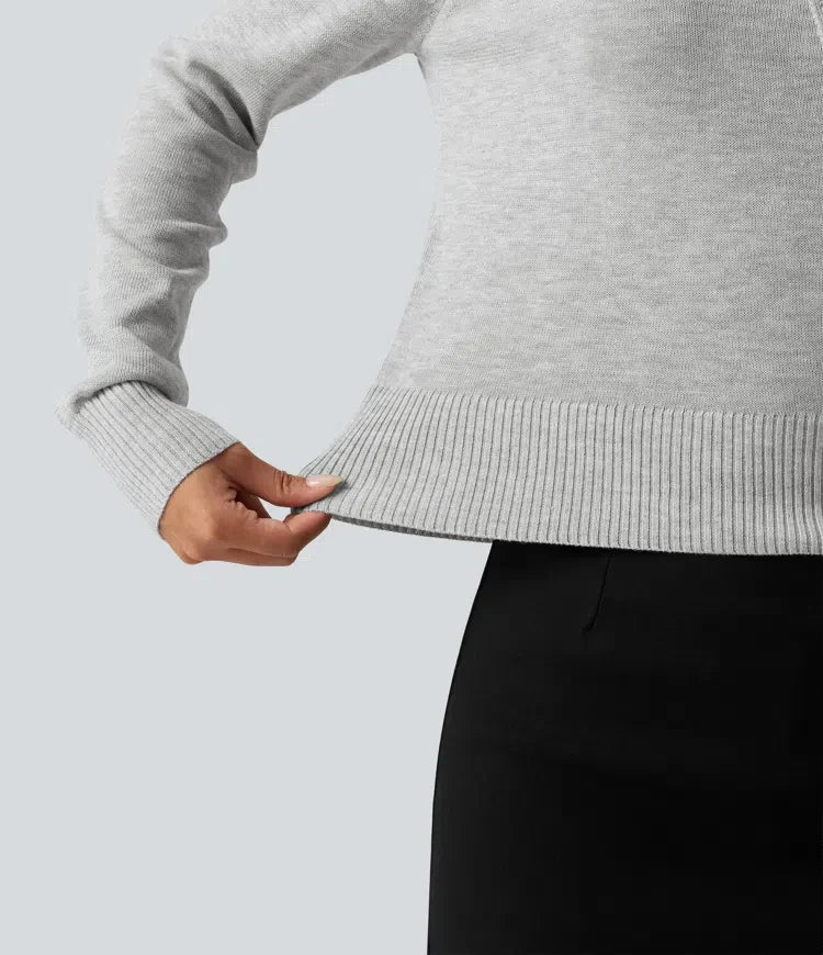 Scarf Tie Long Sleeve Casual Sweater