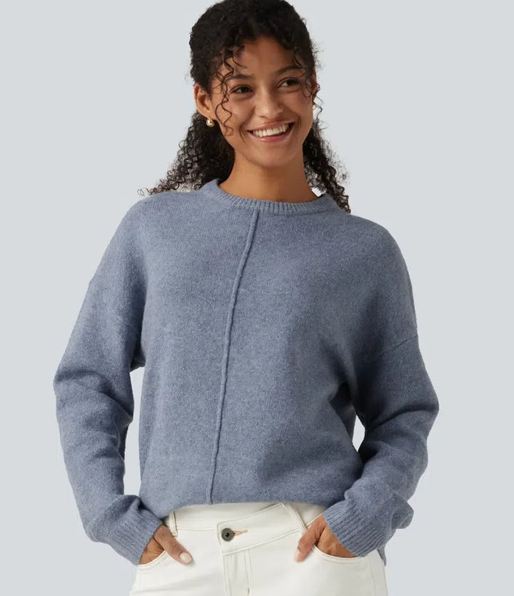 Round Neck Long Sleeve Work Sweater