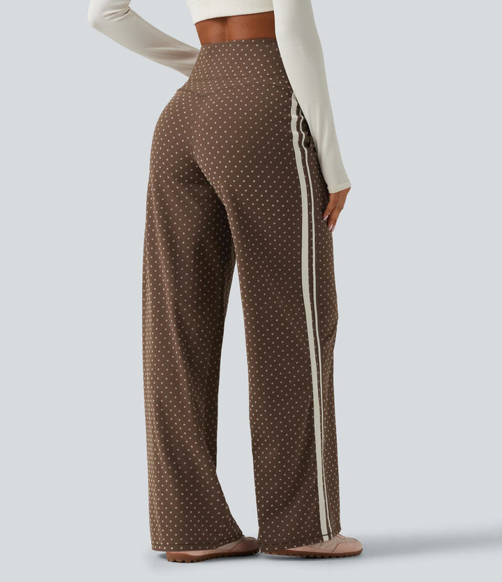 Halara UltraSculpt Flocked High Waisted V Shaped Tummy Control Straight Leg Polka Dot Yoga Pants with Pockets