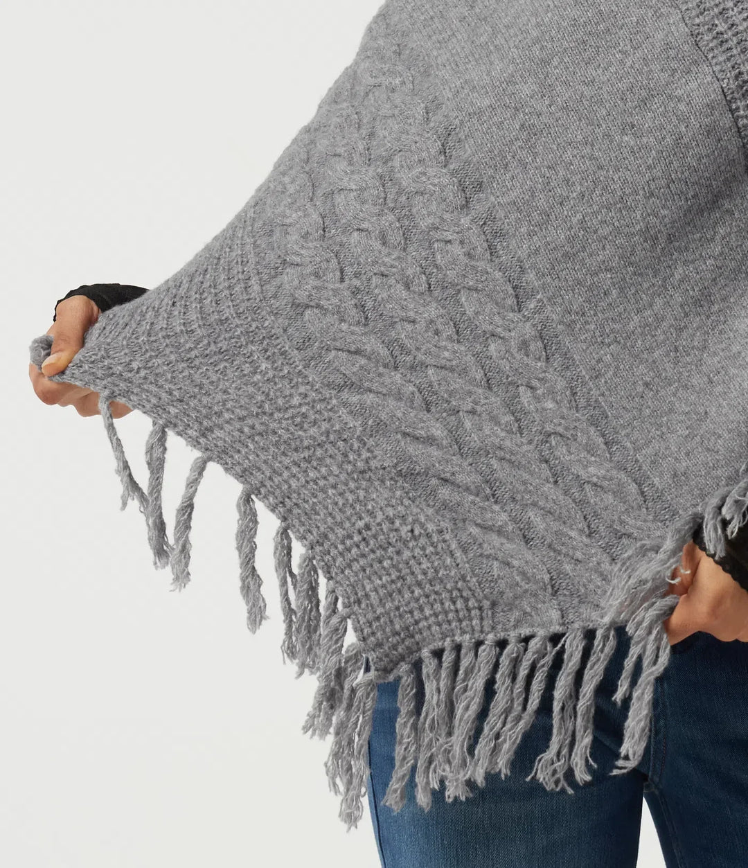 High Neck Fringe Hem Casual Sweater