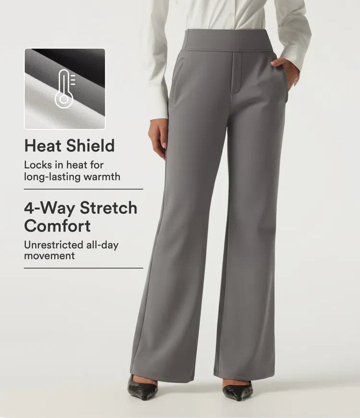 High Waisted Flare Fleece Work Pants with Pockets