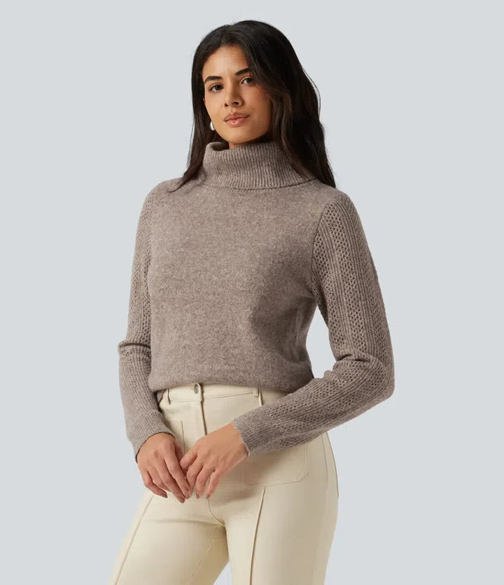High Neck Long Sleeve Slim Work Sweater