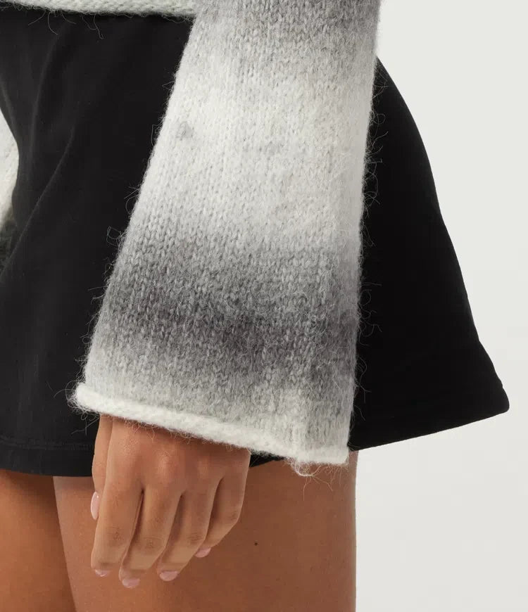 Boat Neck Flounce Long Sleeve Rolled Hem Casual Sweater