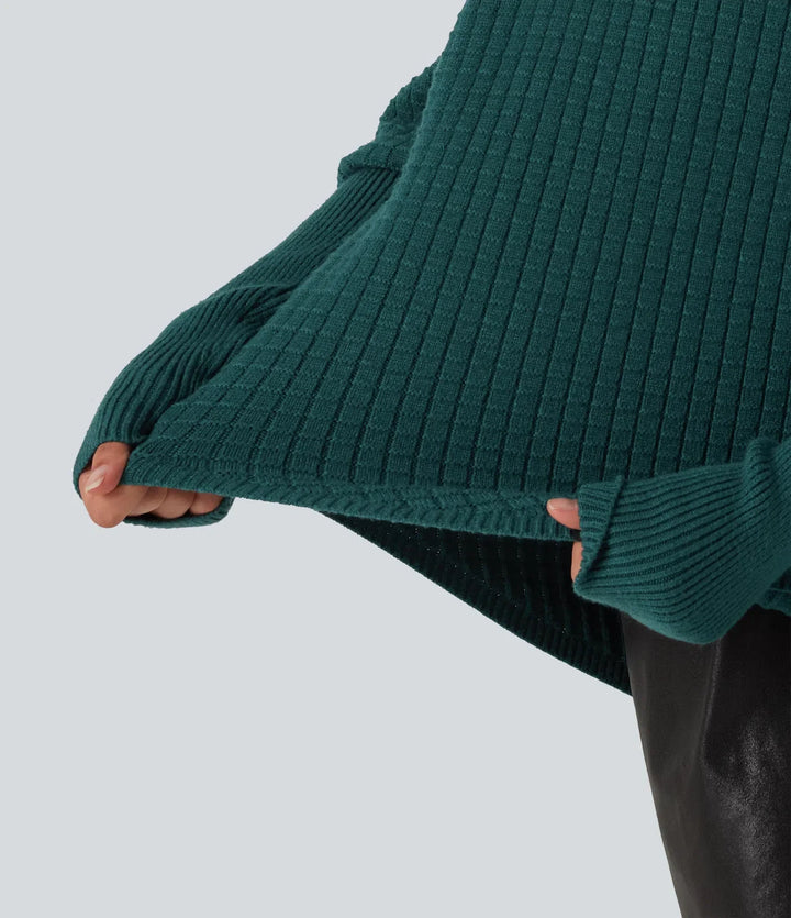 Off Shoulder Batwing Long Sleeve Work Sweater