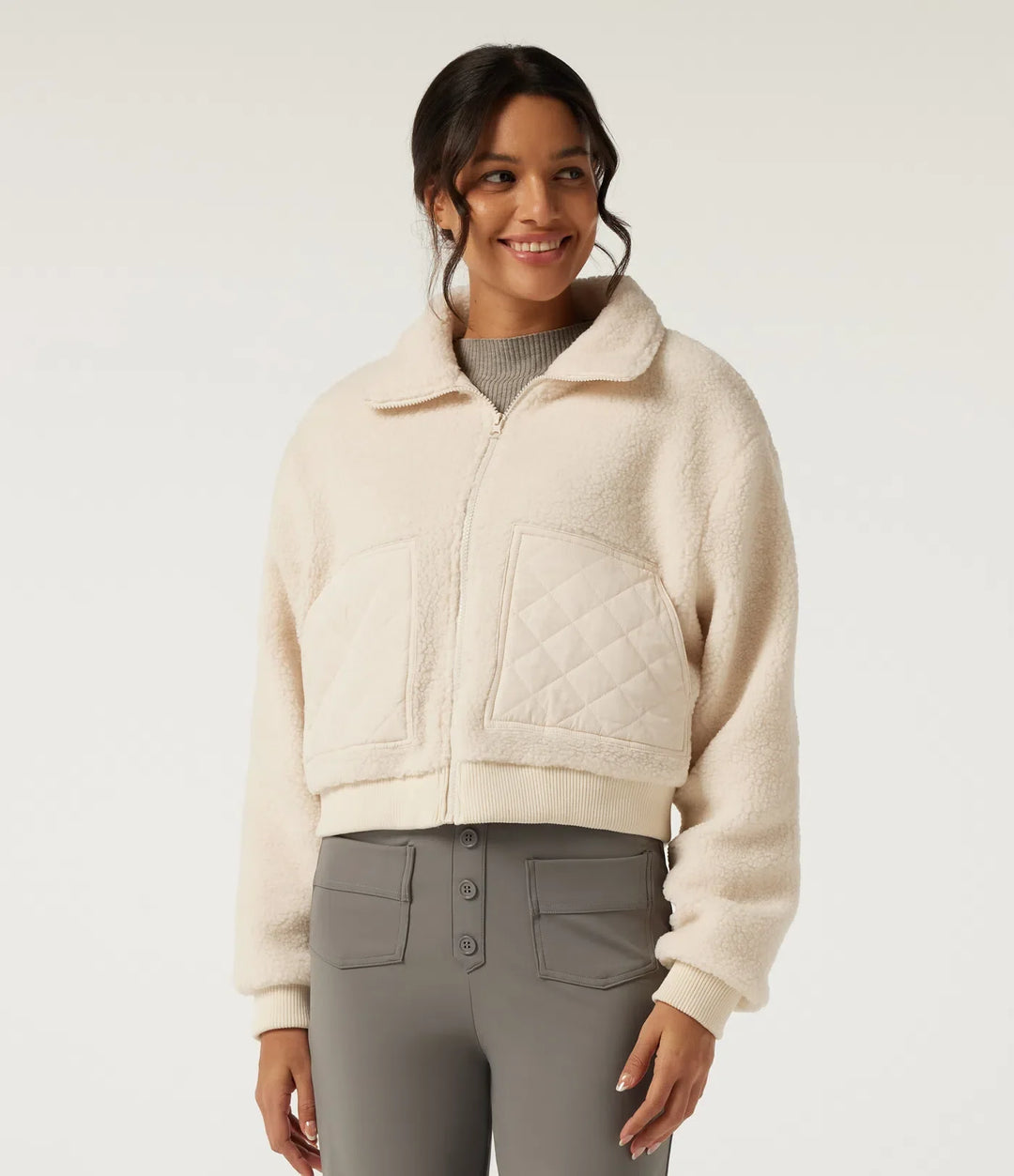 Lapel Long Sleeve Casual Sherpa Jacket with Pockets
