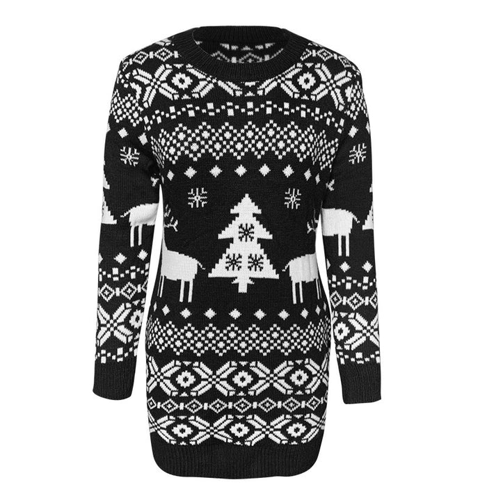 Avery | Reindeer and Snowflake Jacquard Christmas Sweater