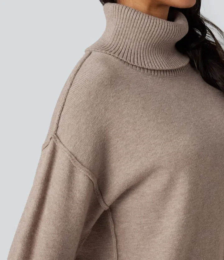 High Neck Long Sleeve Casual Sweater