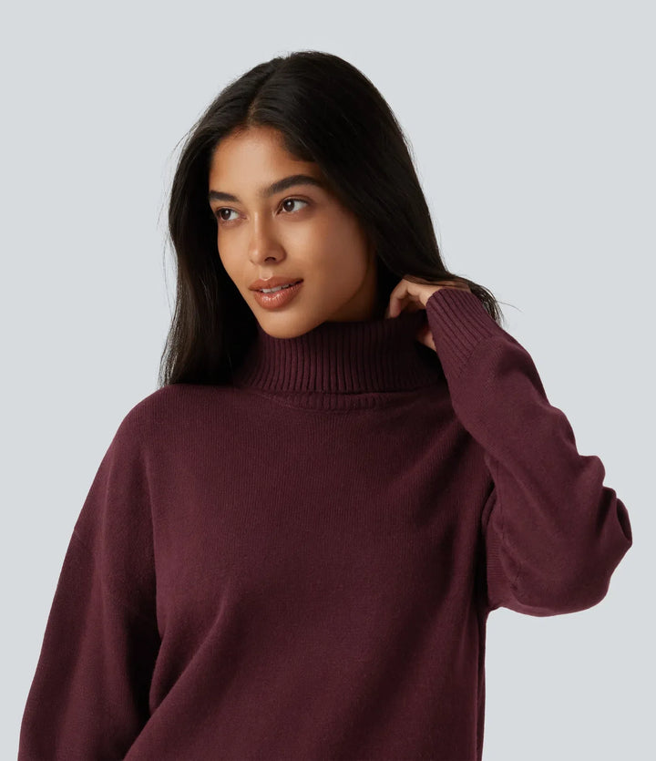 High Neck Long Sleeve Casual Sweater