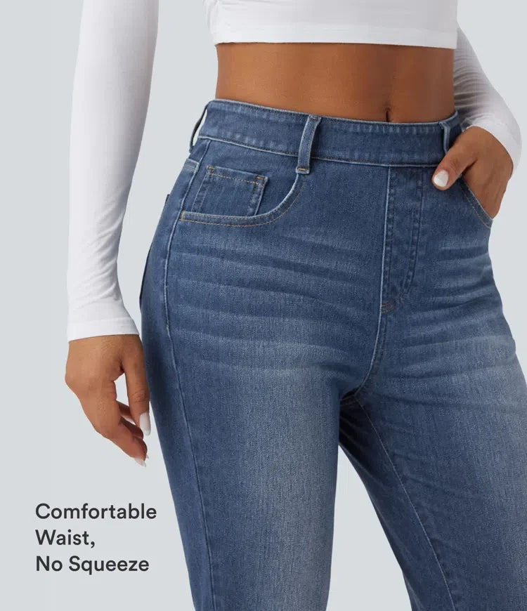 Halara Flex High Waisted Rolled Hem Casual Slim Jeans with Pockets