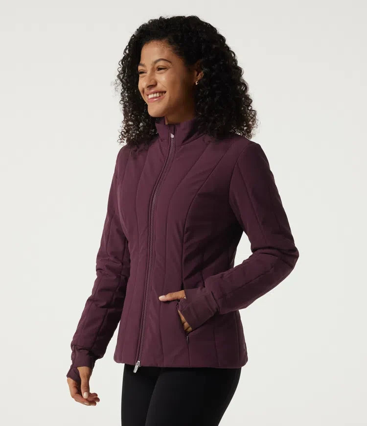 PuffFlex Wrinkle Recovery Mock Neck Slim Casual Padded Jacket with Pockets