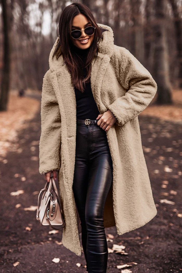 Peyton | Extra Long Hooded Teddy Coat in Soft Plush