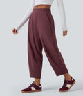 DayStretch Mid Rise Casual Barrel Leg Baggy 7/8 Pants with Pockets