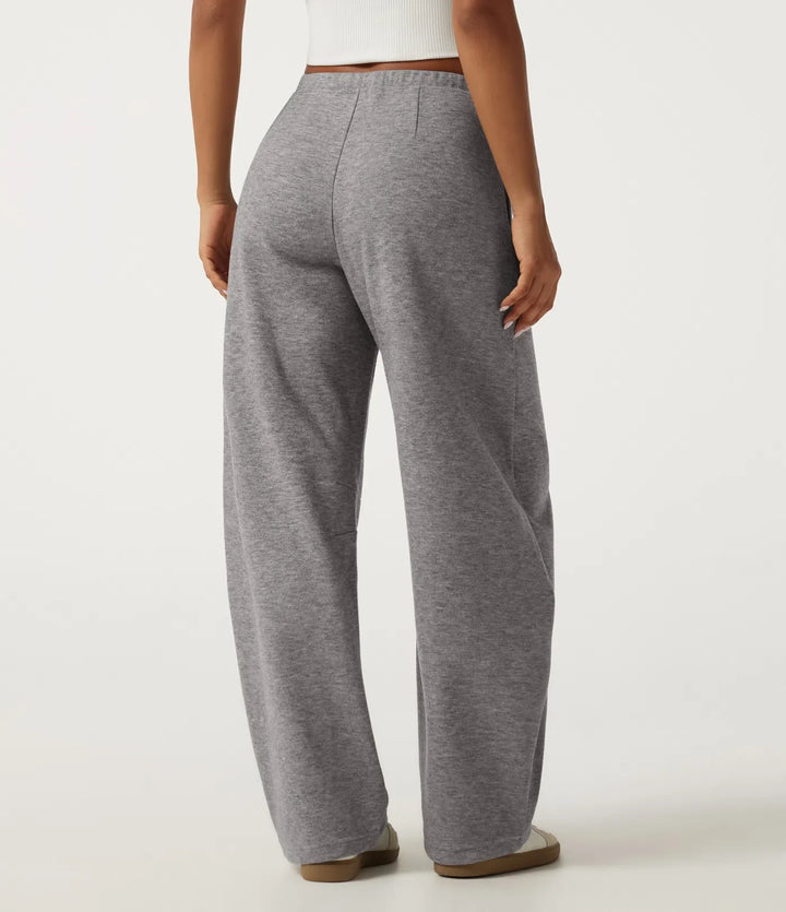 Mid Rise Drawstring Barrel Leg Casual Sweatpants with Pockets