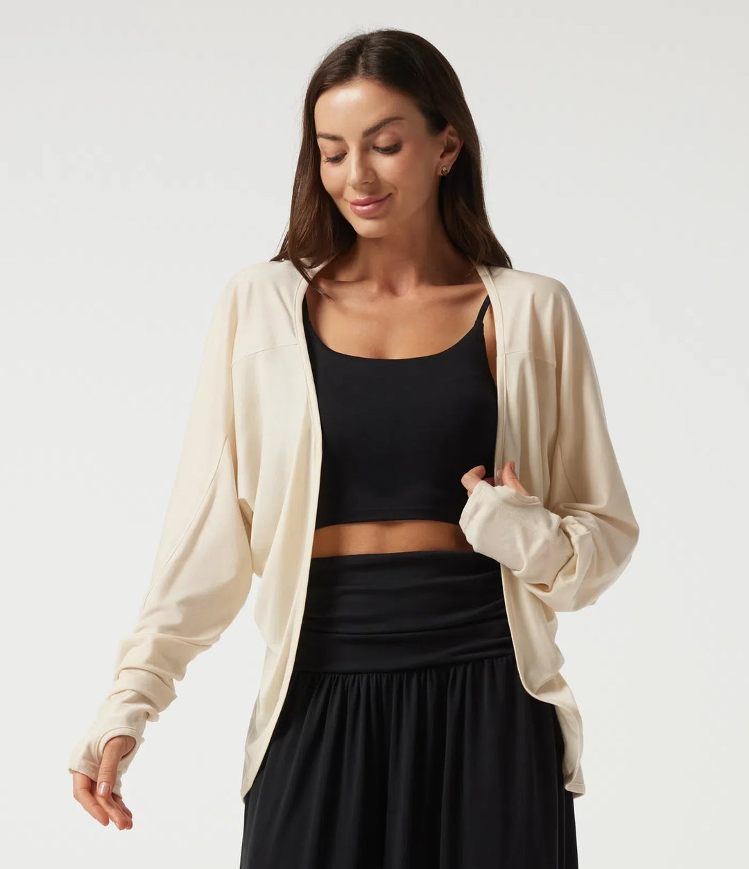 Batwing Long Sleeve Casual Cardigan with Thumbholes