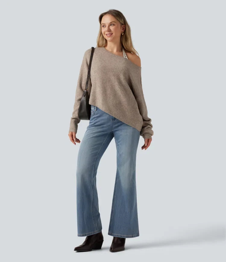 One Shoulder Long Sleeve Asymmetric Casual Sweater