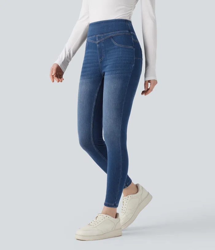 Halara Flex High Waisted Denim Casual Skinny 7/8 Leggings with Pockets