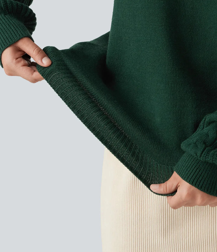 Round Neck Long Sleeve Relaxed Work Sweater