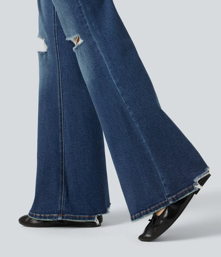 Low Rise Casual Flare Jeans with Pockets