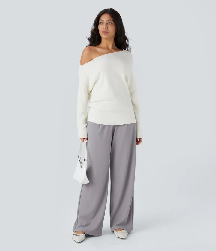 Off Shoulder Long Sleeve Work Sweater