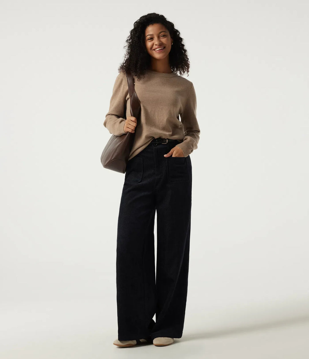 Round Neck Long Sleeve Work Sweater