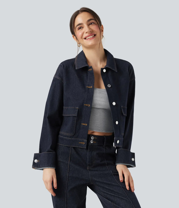 Halara Flex Collar Long Sleeve Denim Casual Jacket