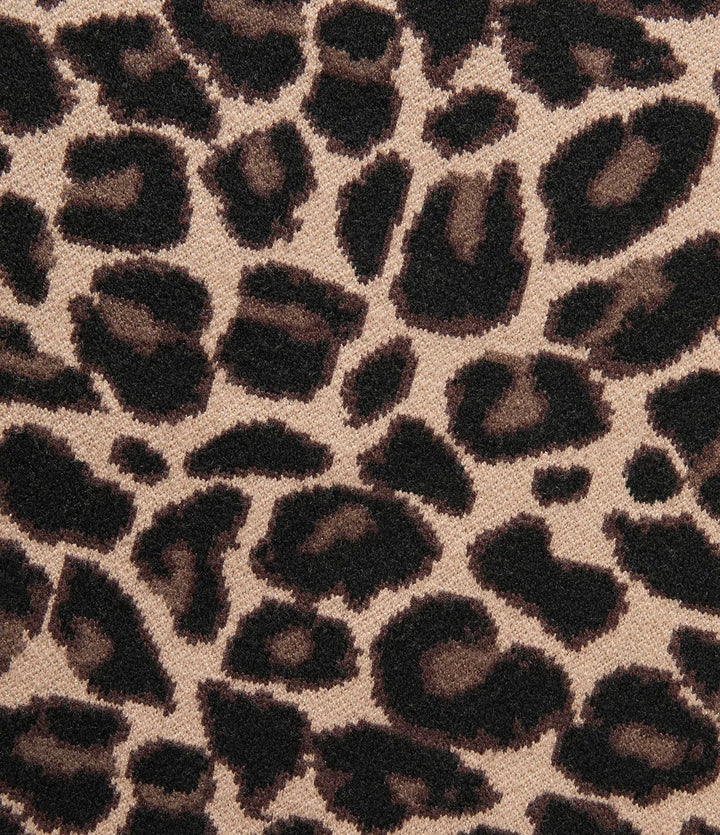 Round Neck Long Sleeve Leopard Print Casual Cardigan