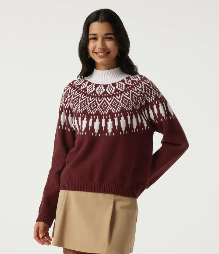 High Neck Long Sleeve Casual Sweater