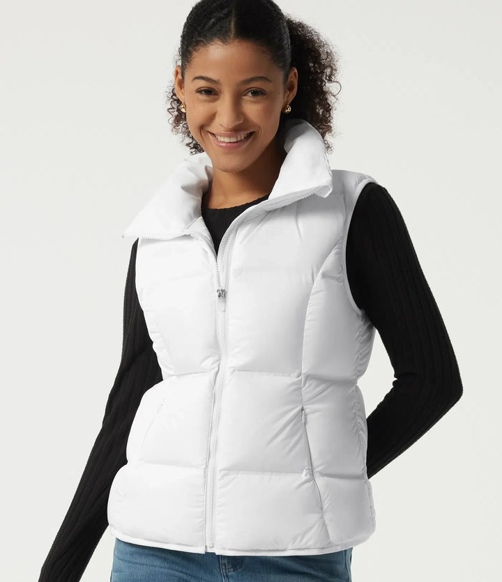 High Neck Quilted Puffer Casual Down Vest with Pockets