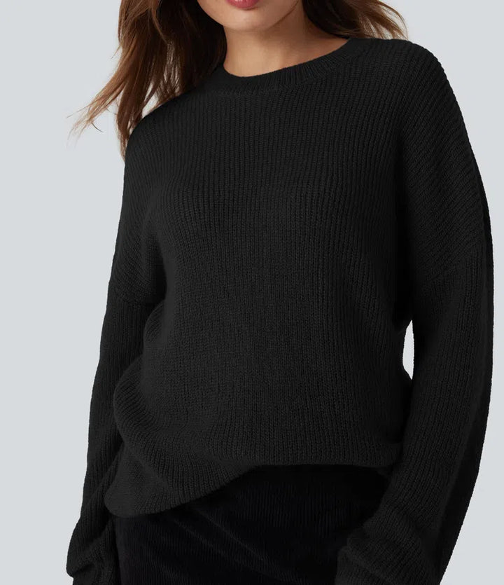 Dropped Shoulder Long Sleeve Casual Sweater