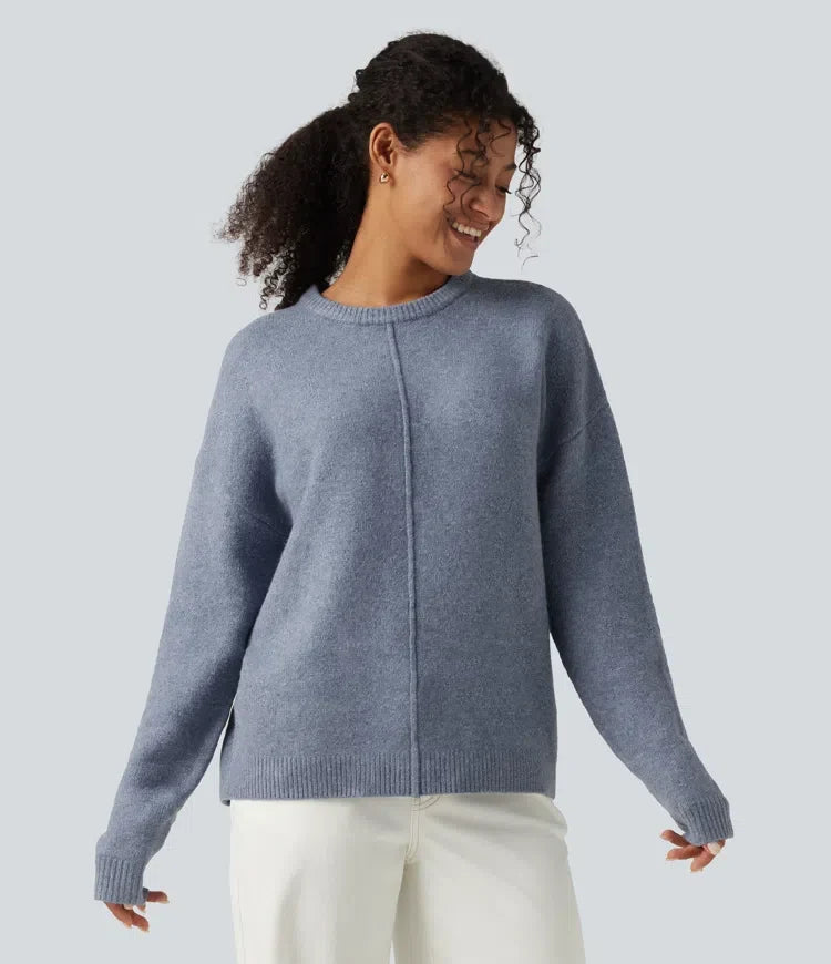 Round Neck Long Sleeve Work Sweater