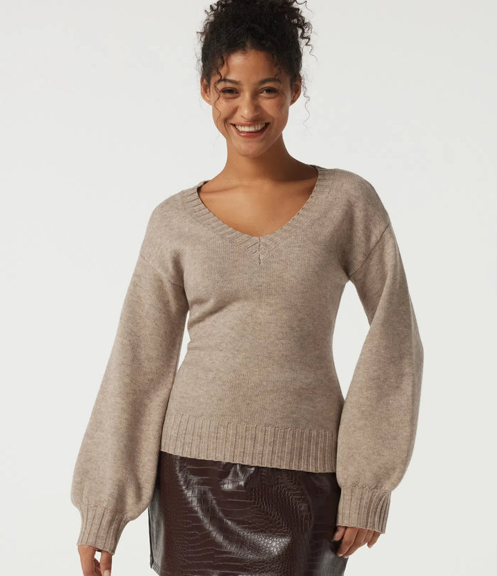 V Neck Long Sleeve Casual Sweater