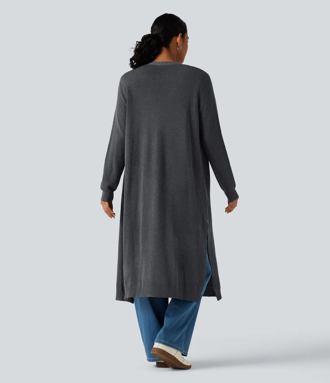 Long Sleeve Longline Work Cardigan with Pockets