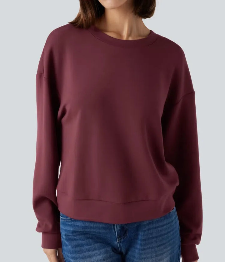 SpacerTek Round Neck Long Sleeve Twist-back Casual Sweatshirt