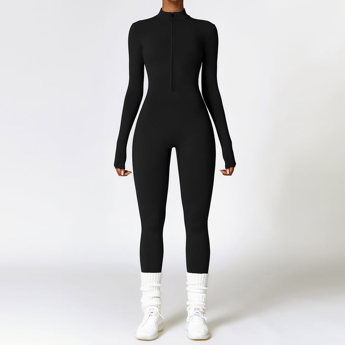 Brooke | Zip-Front Fleece-Lined Yoga Jumpsuit