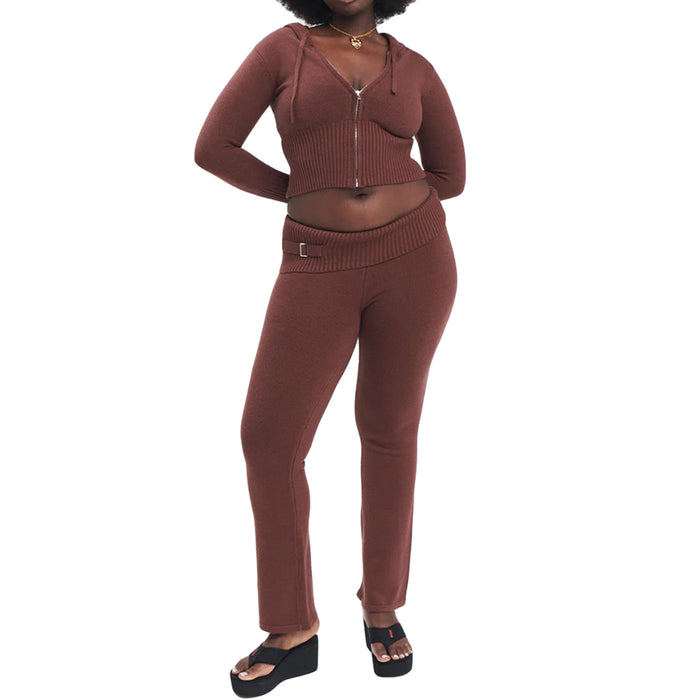 Kinsley | Ribbed Knit Set with Zip-Up Hoodie and Flare Pants