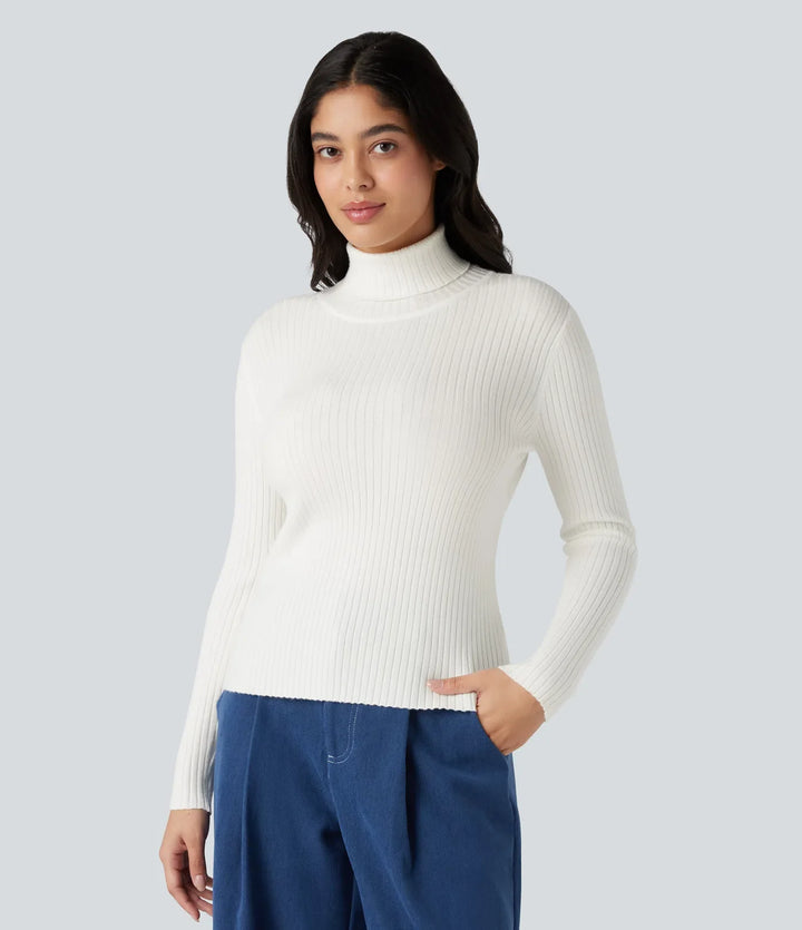 High Neck Long Sleeve Work Sweater