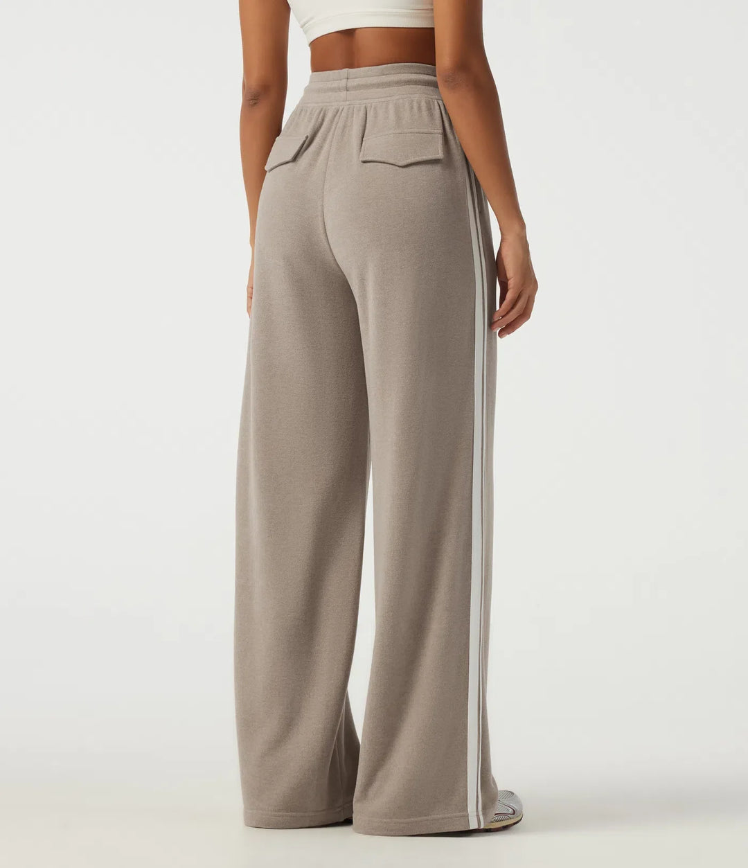 Mid Rise Drawstring Wide Leg Workout Pants with Pockets