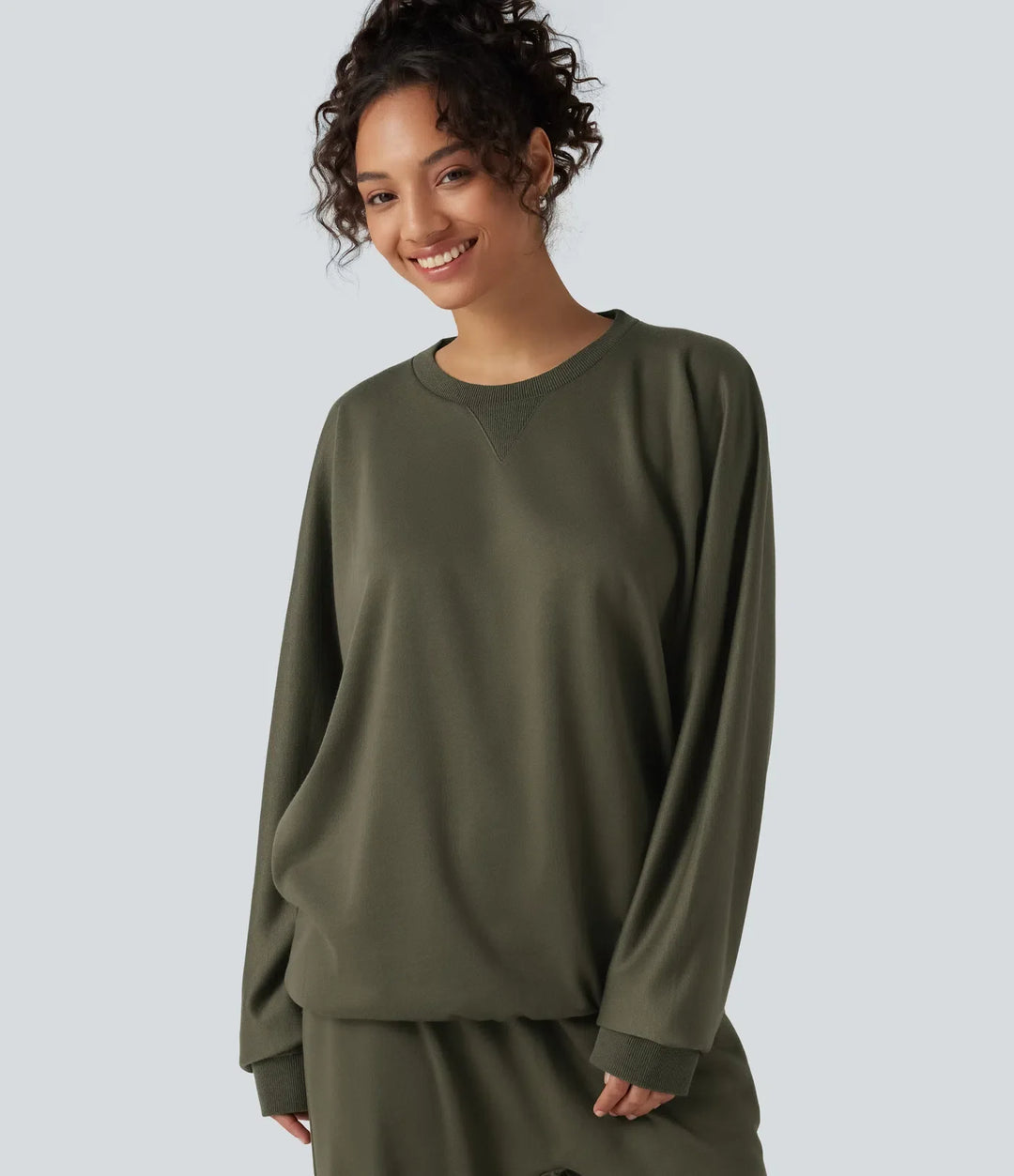 Round Neck Long Sleeve French Terry Casual Sweatshirt