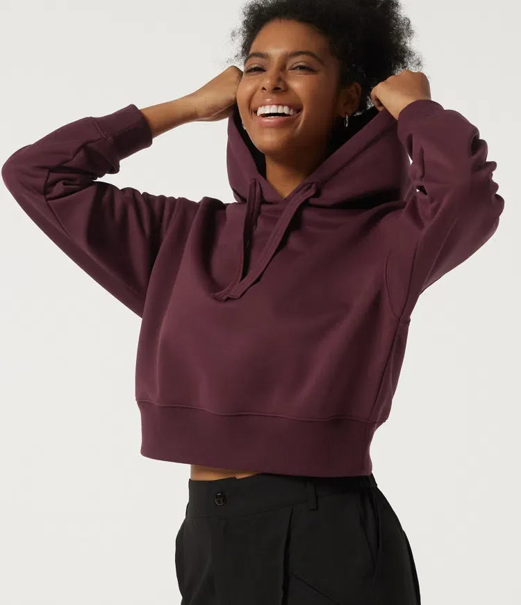 Hooded Long Sleeve Fleece Yoga Sweatshirt