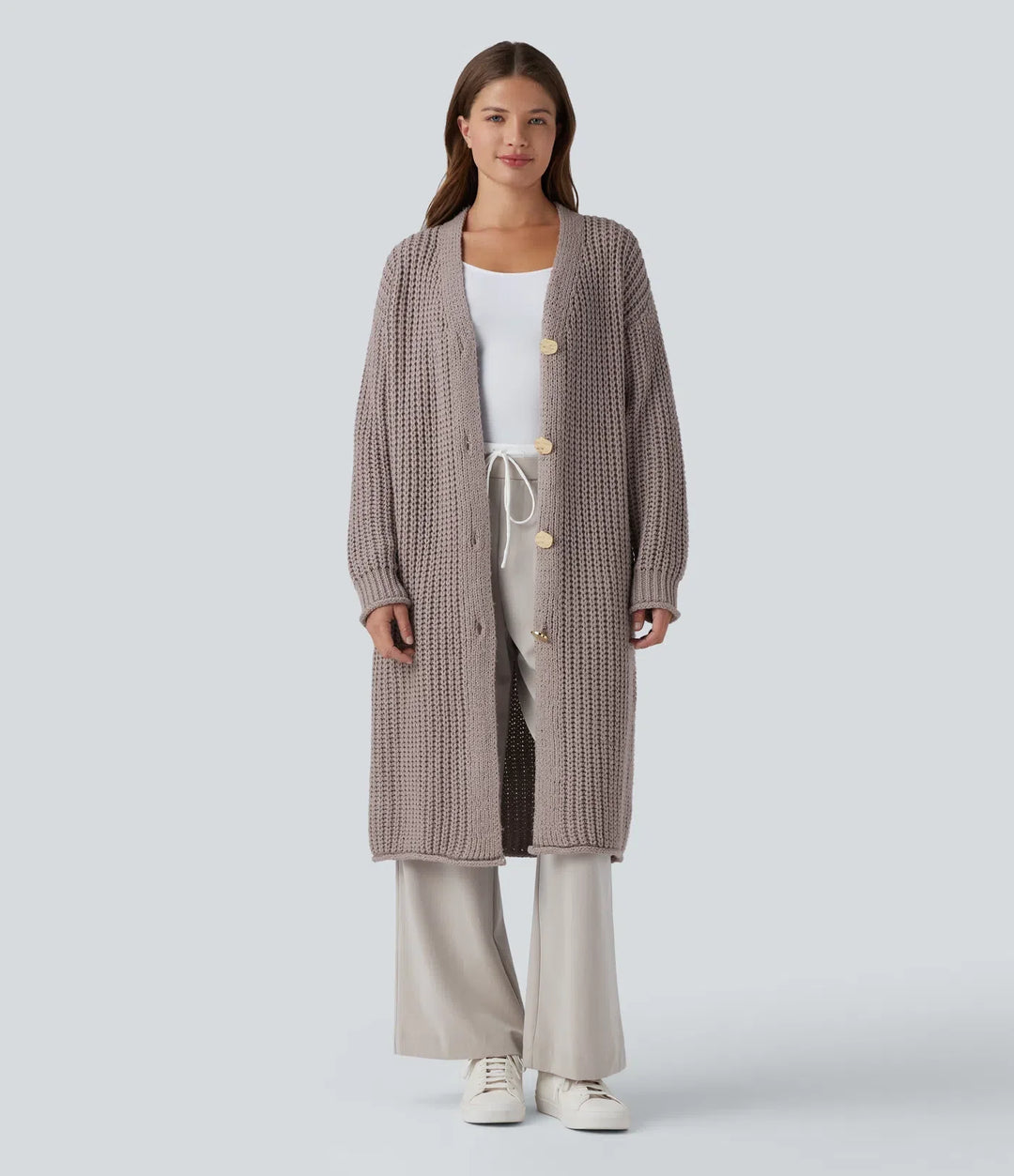 Button Fly Casual Longline Cardigan