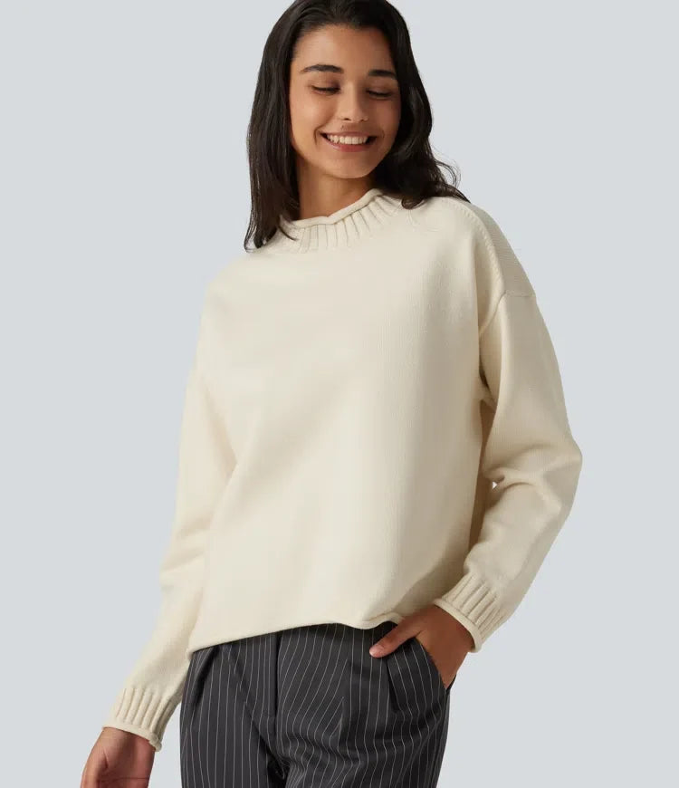 Mock Neck Long Sleeve Work Sweater