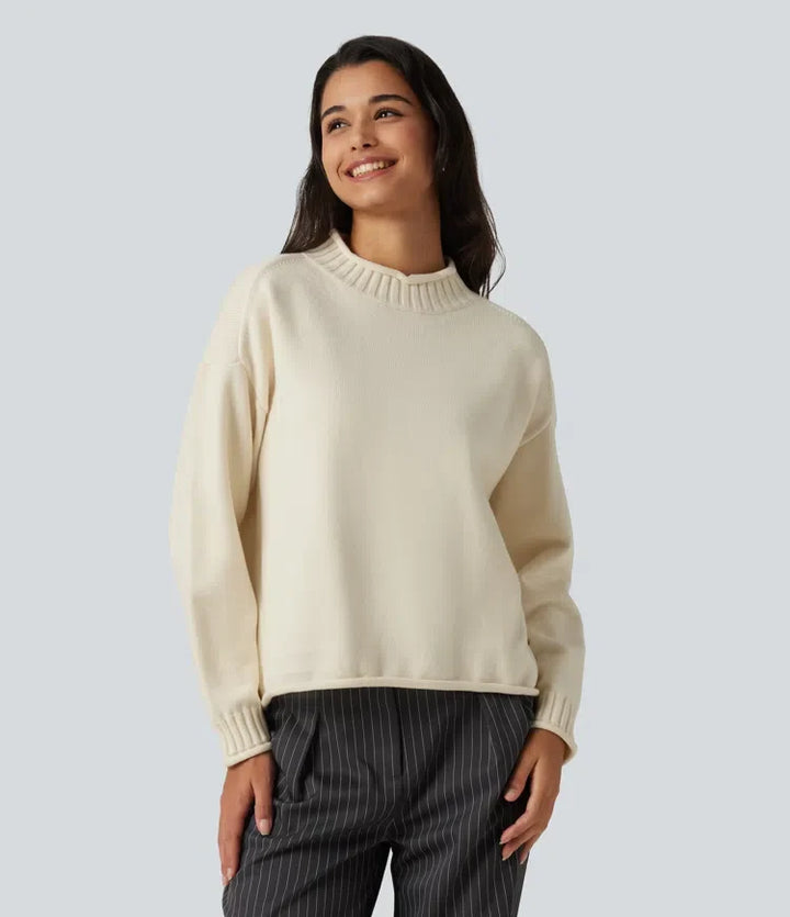 Mock Neck Long Sleeve Work Sweater