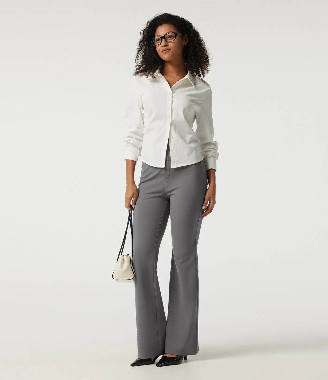 High Waisted Flare Fleece Work Pants with Pockets