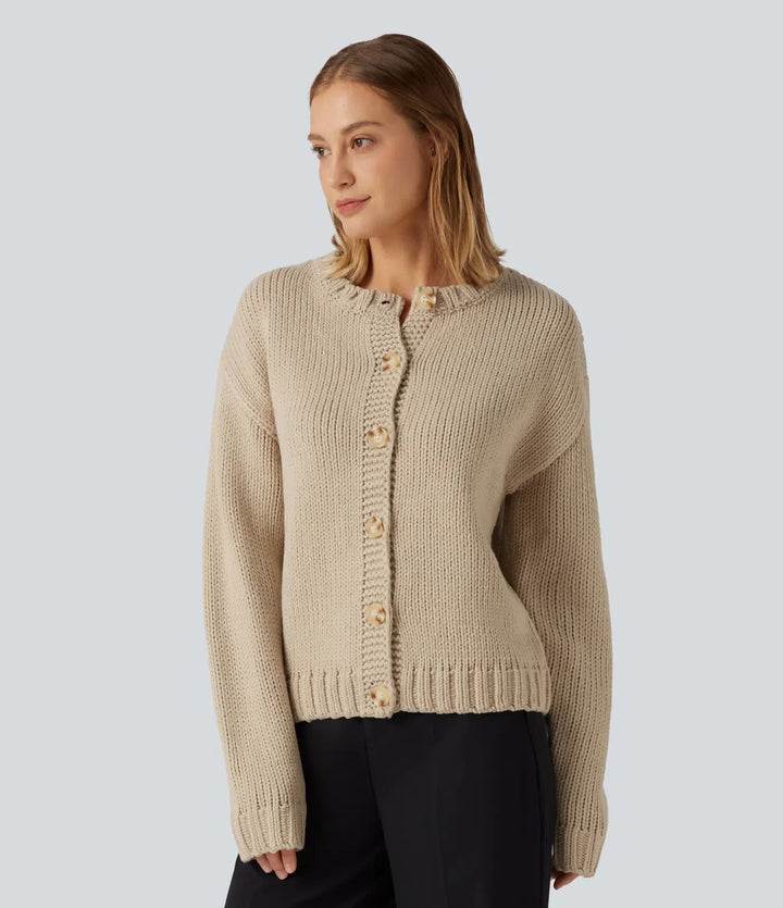 Round Neck Long Sleeve Casual Cardigan