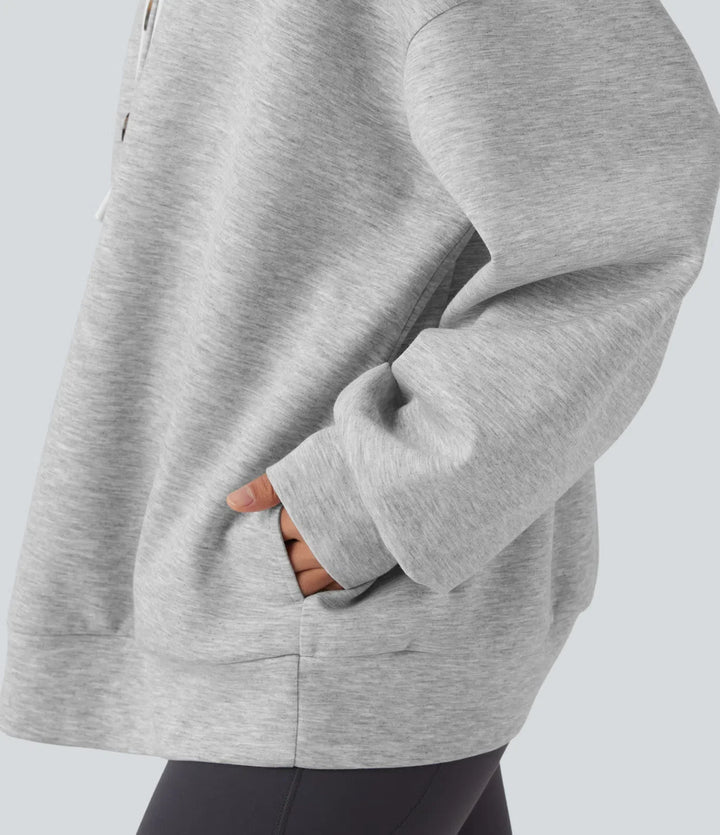Hooded Drawstring Long Sleeve Casual Sweatshirt with Pockets
