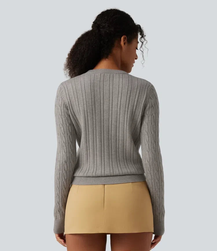 Round Neck Long Sleeve Work Sweater